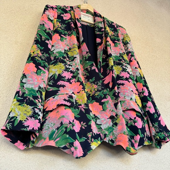 Anthropologie Cartonner Flowy Floral Blazer jacket | Sz L - Picture 2 of 9
